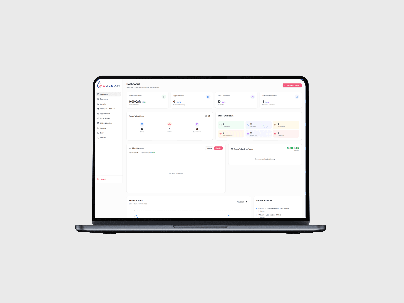 WeClean – Comprehensive Car Wash Operations & Subscription Management System - Image 2